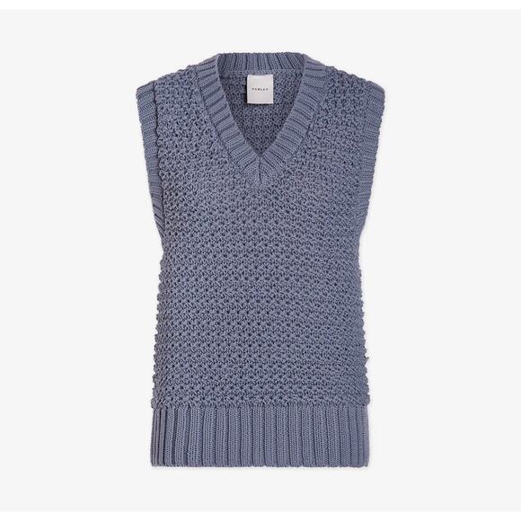 New Varley Adie Knit Vest Sweater Chunky Medium With Tags Stone Blue - Picture 11 of 11